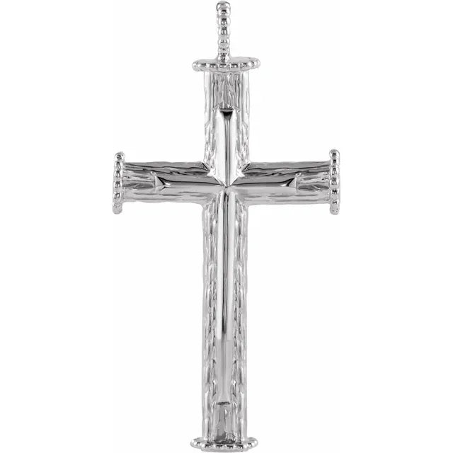 Sterling Silver Woodgrain Cross Pendant JB Jewelers
