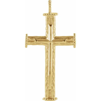 14k Gold Woodgrain Cross Pendant