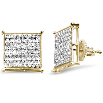 10k Gold and Diamond Square Earrings