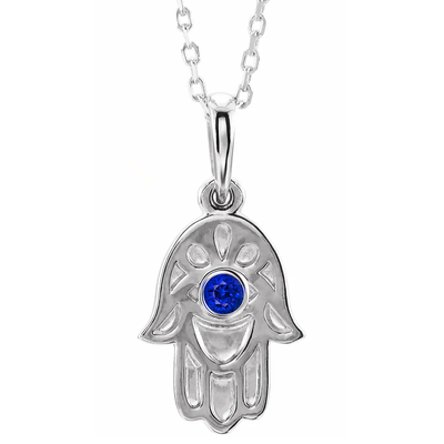 JB Jewelers Blue Sapphire Hamsa Necklace