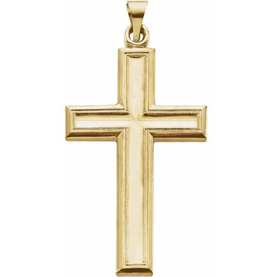 Sterling Silver Dimensional Cross Pendant Yellow Gold Plated