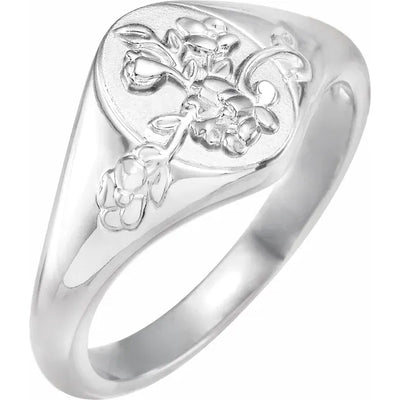 JB Jewelers Sterling Silver Floral Top Ring