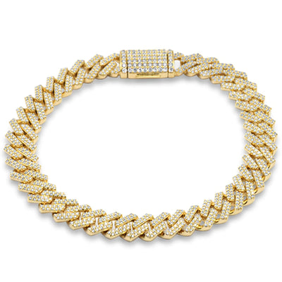JB Jewelers 9mm Yellow Gold Diamond Square Cuban Bracelet