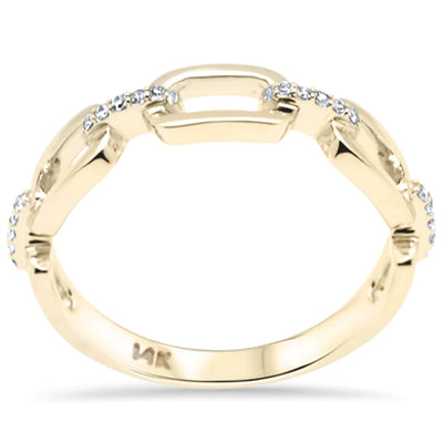 14k Gold Diamond Chain Link Ring