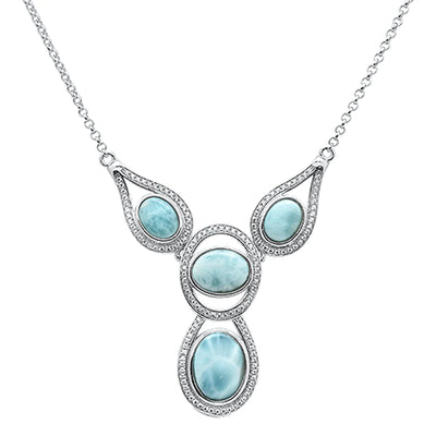 Accented Oval Larimar Necklace