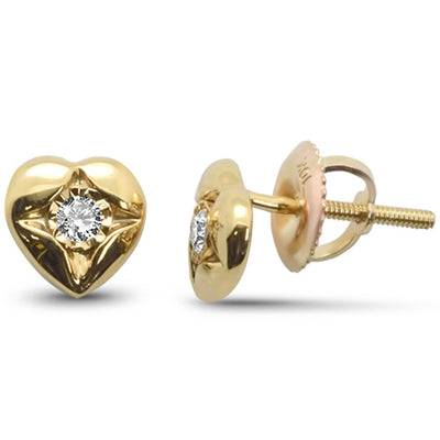 Yellow Gold Heart Burst Diamond Studs