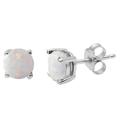 JB Jewelers Sterling Silver Opal Studs