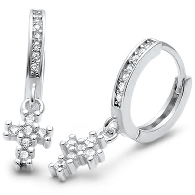 JB Jewelers Sterling Silver Cross Dangle Earrings