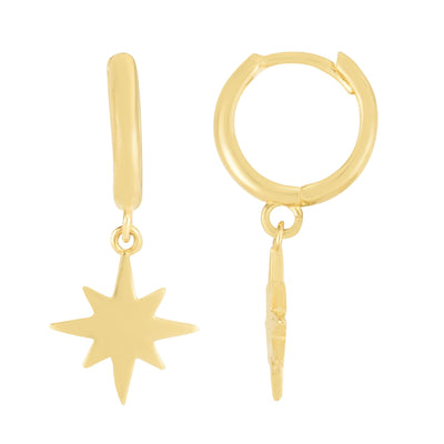 JB Jewelers 14k Gold Dangle Star Huggies