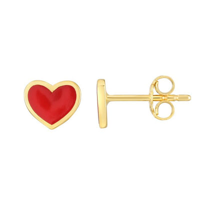 JB Jewelers Red Heart Enamel Earrings