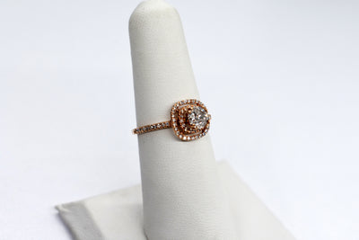 JB Jewelers Rose Gold Double Halo Diamond Engagement Ring